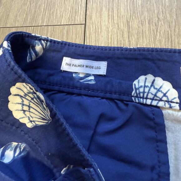 Ann Taylor Loft Palmer Wide Leg Crop Pant In Shell Print Sz 4 Fine Sapphire - Picture 9 of 16